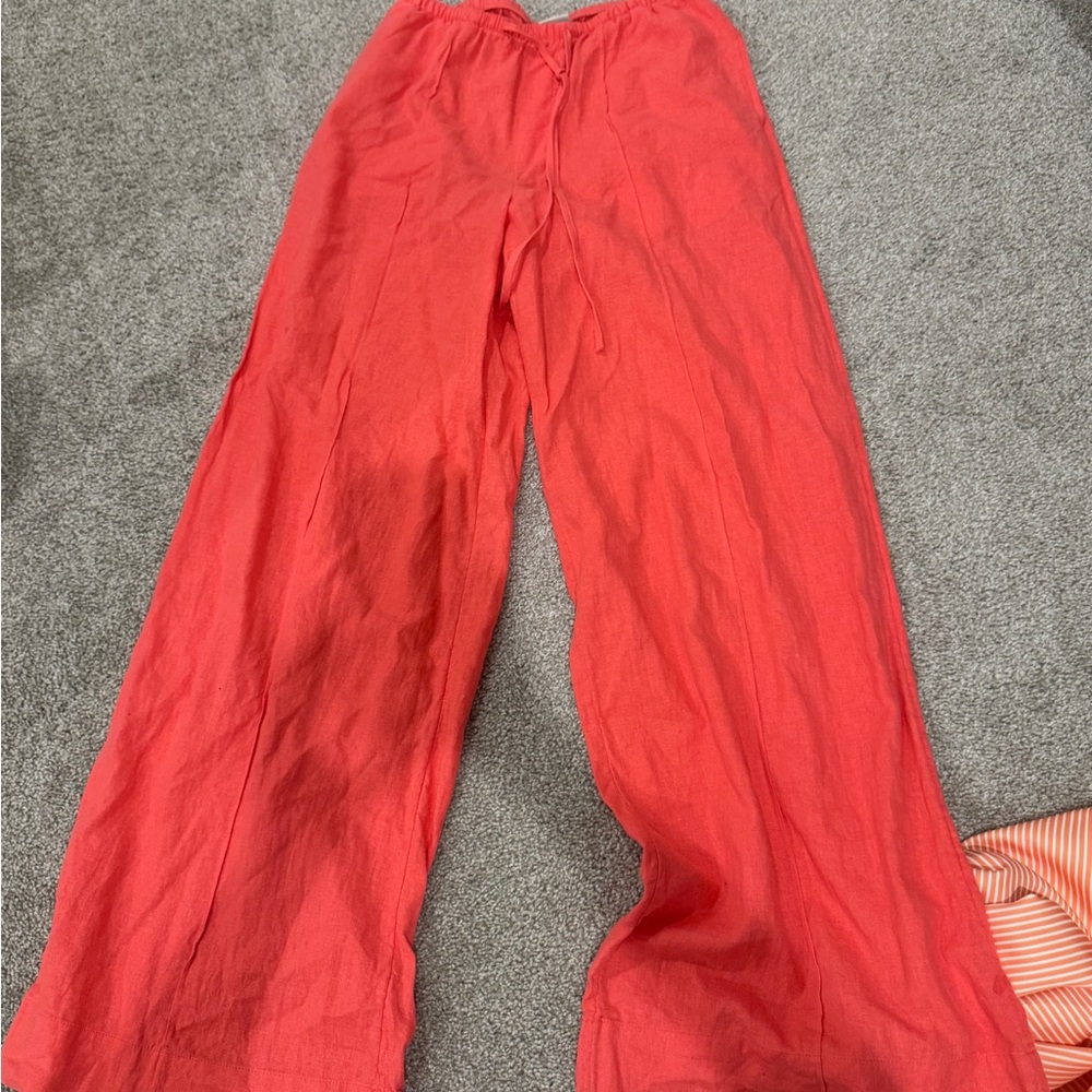 Bright pink cotton pants